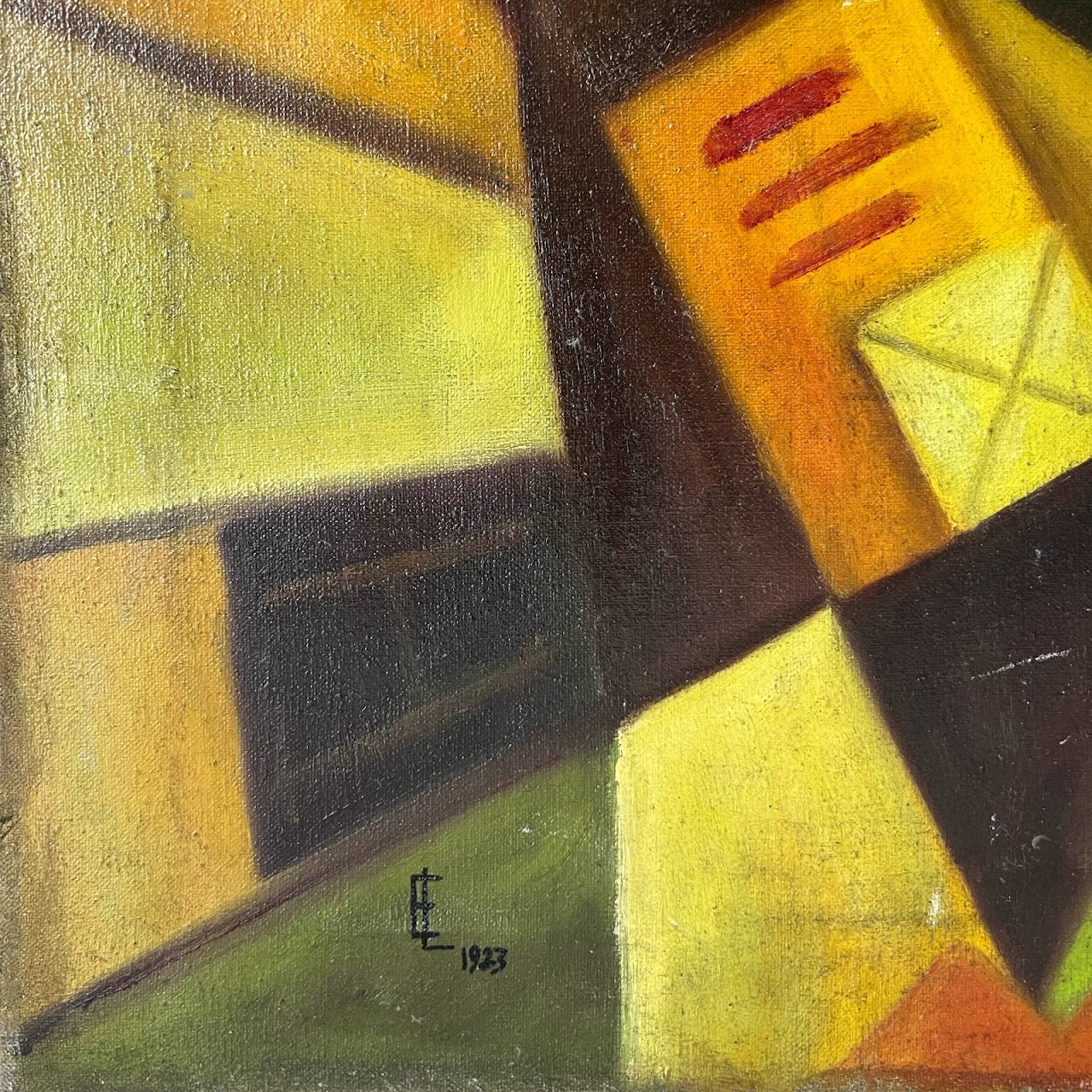 Art Deco Signed Oil Painting, 1923