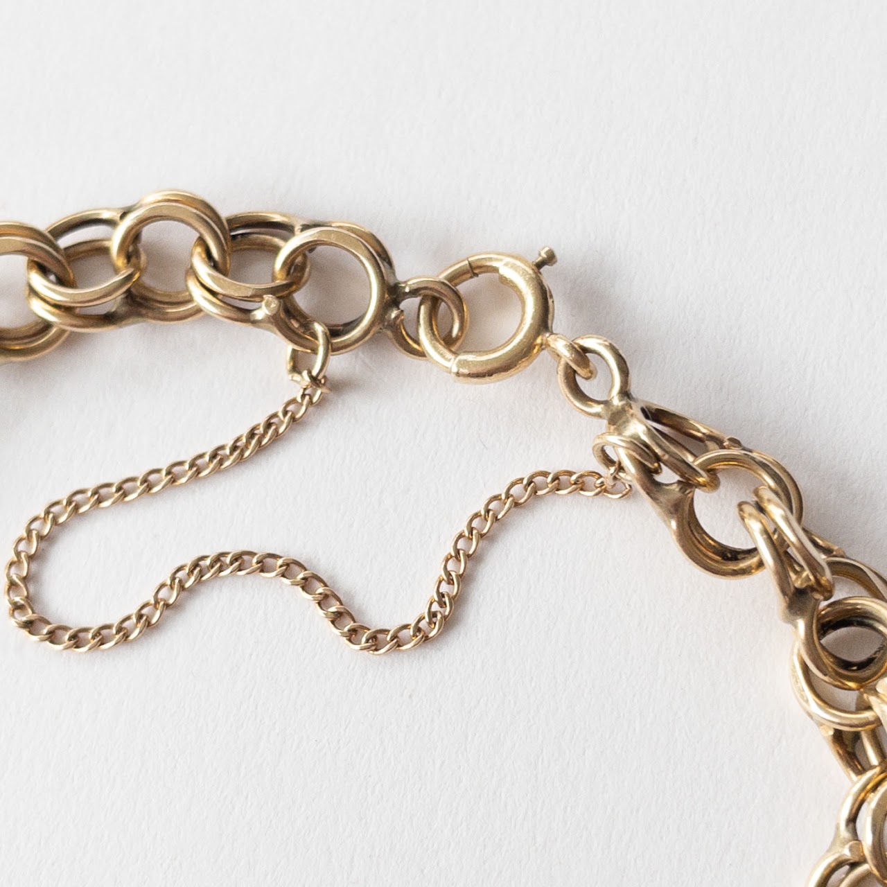 14K Gold Double Ring Link Bracelet