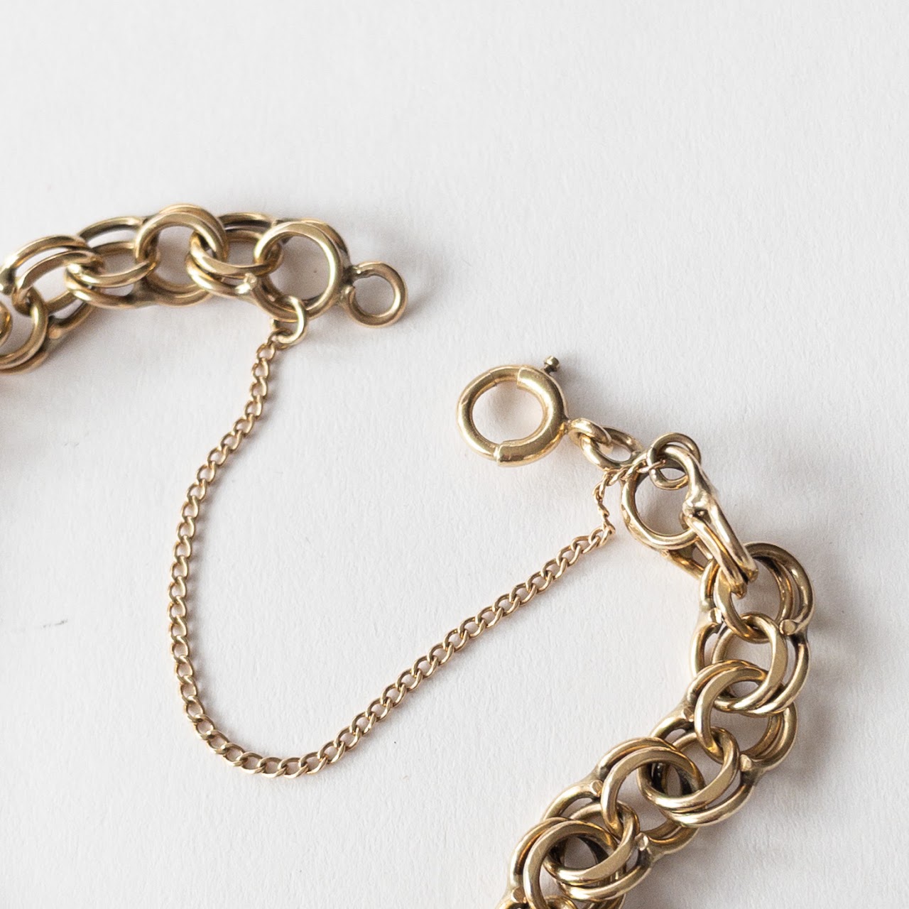 14K Gold Double Ring Link Bracelet