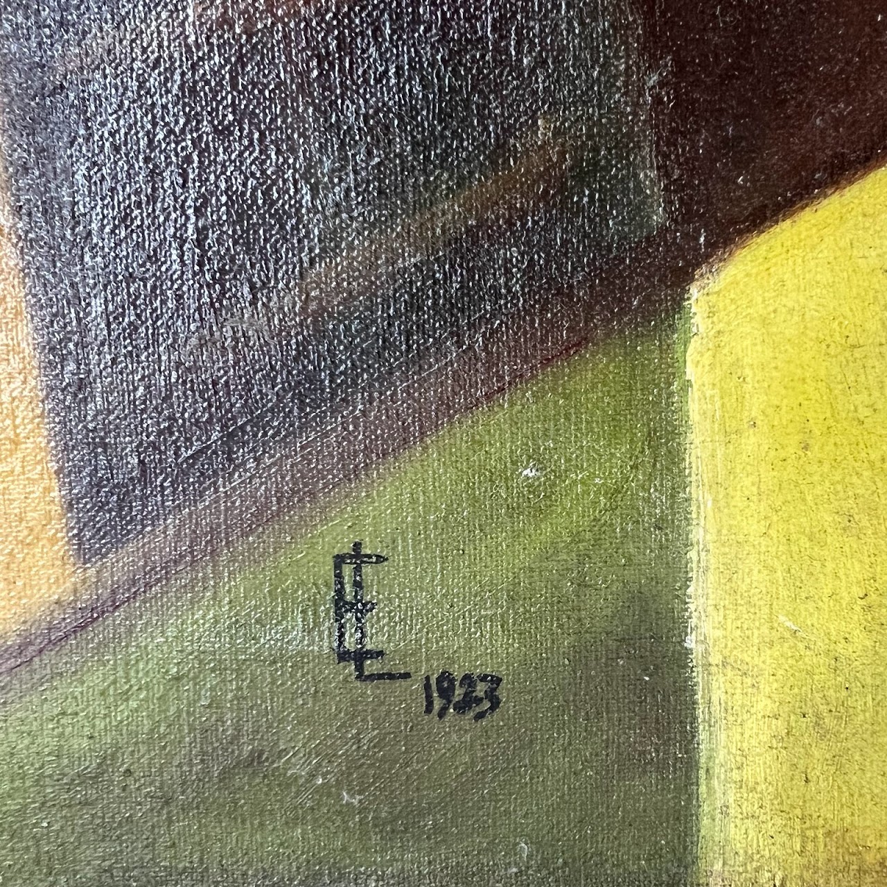 Art Deco Signed Oil Painting, 1923