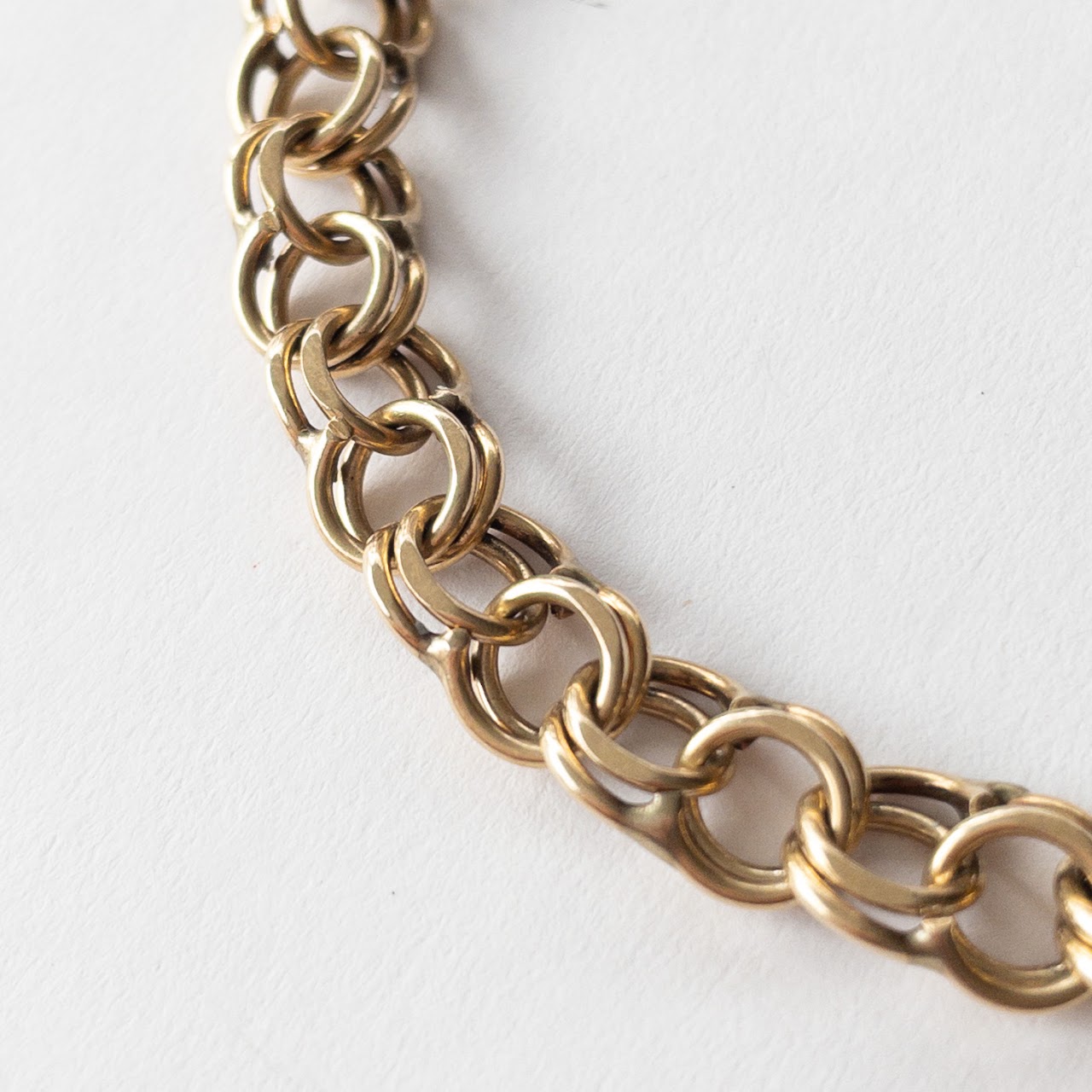 14K Gold Double Ring Link Bracelet