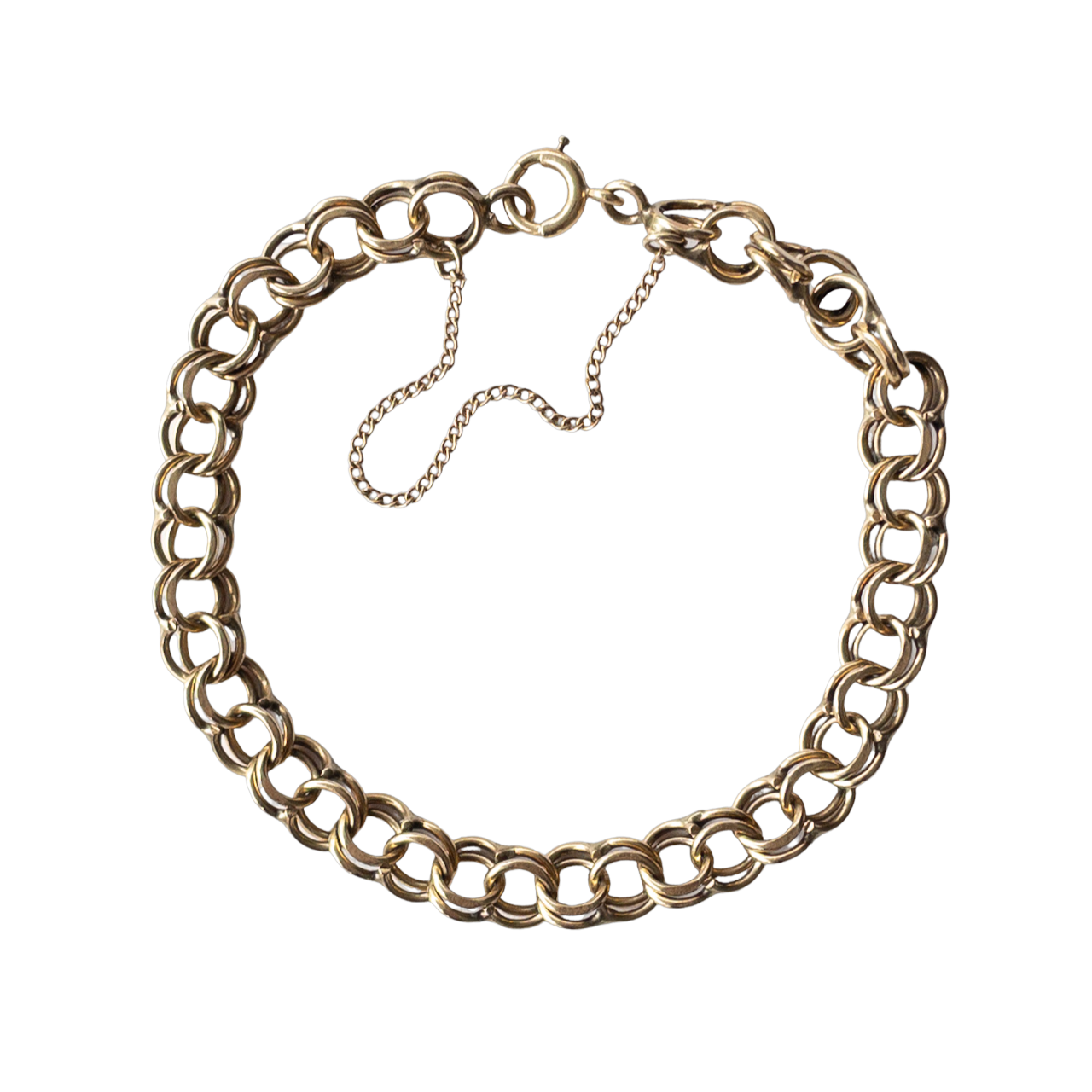 14K Gold Double Ring Link Bracelet