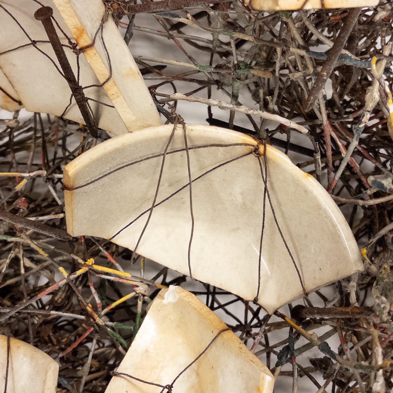 Post Modern Deconstructed Wire and Ceramic Sculpture