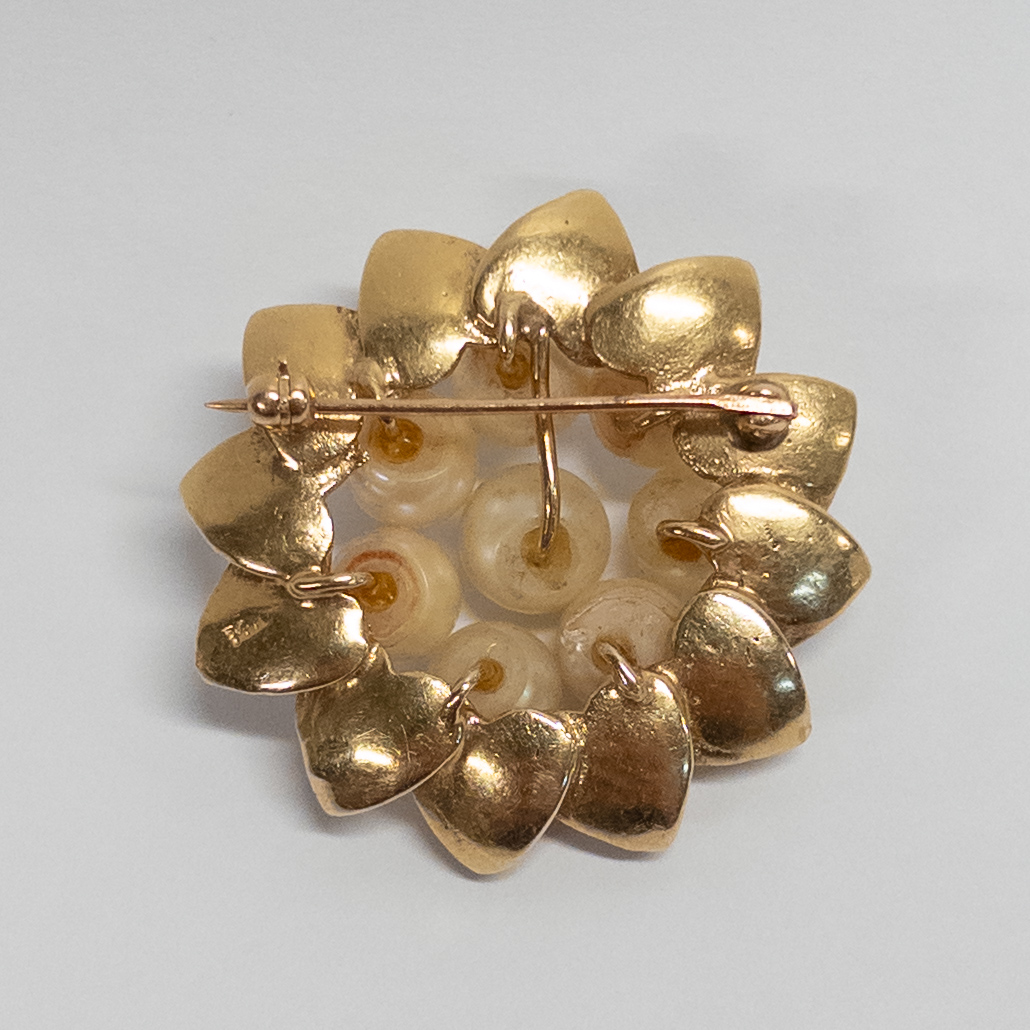 14K Gold and Pearl Brooch