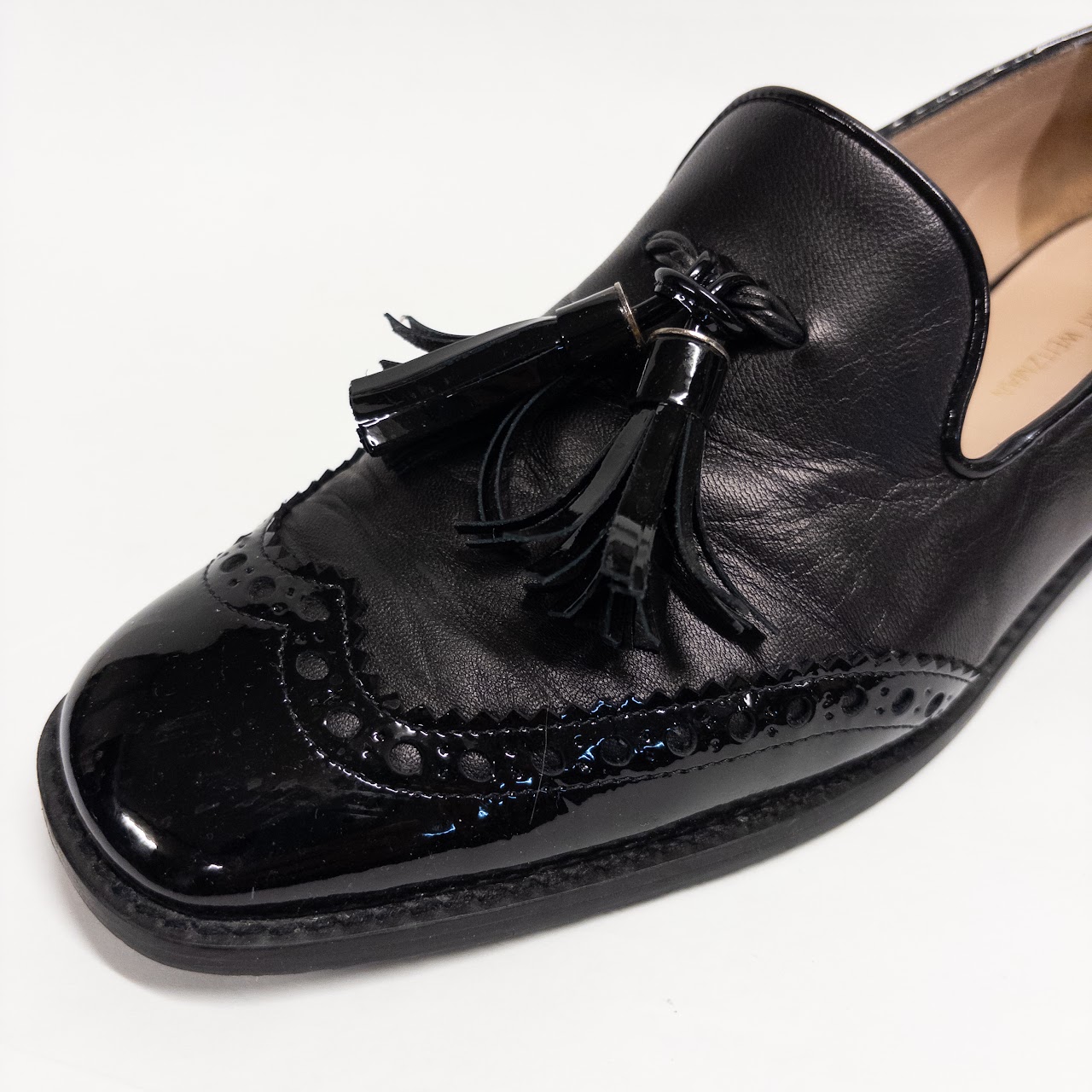 Stuart Weitzman Mixed Leather Tassel Loafers