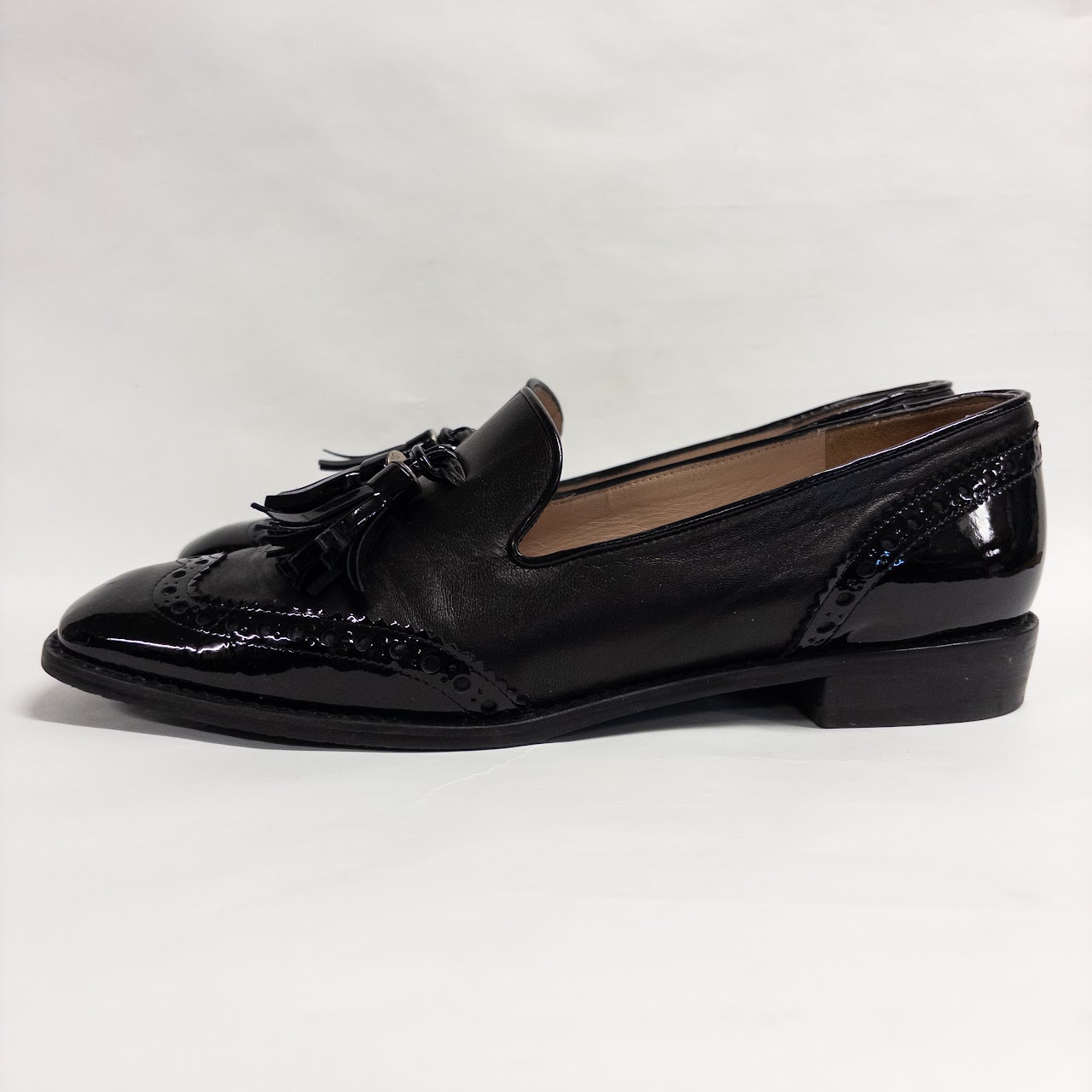 Stuart Weitzman Mixed Leather Tassel Loafers