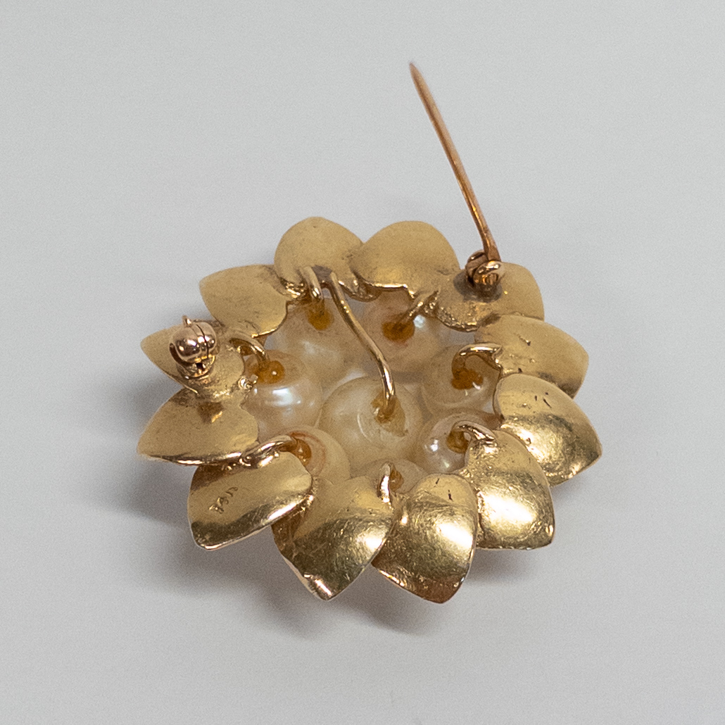 14K Gold and Pearl Brooch