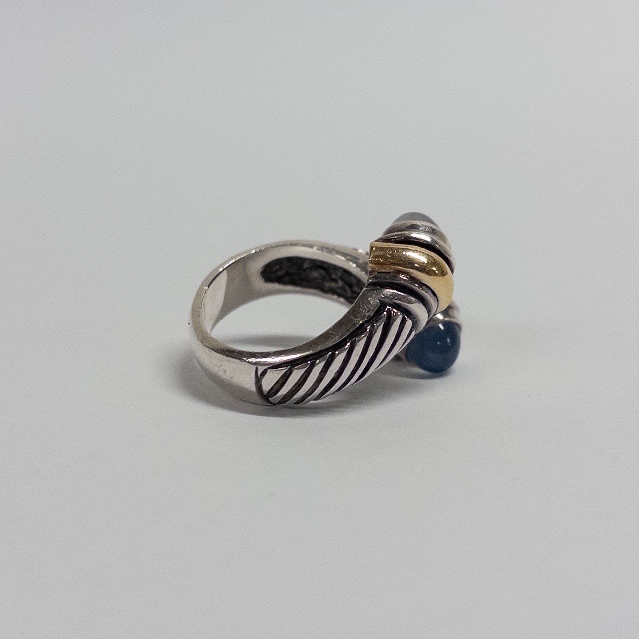 Marked 18K Gold and Sterling Silver Ring