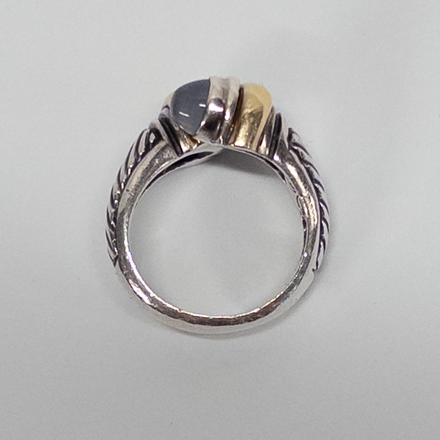 Marked 18K Gold and Sterling Silver Ring