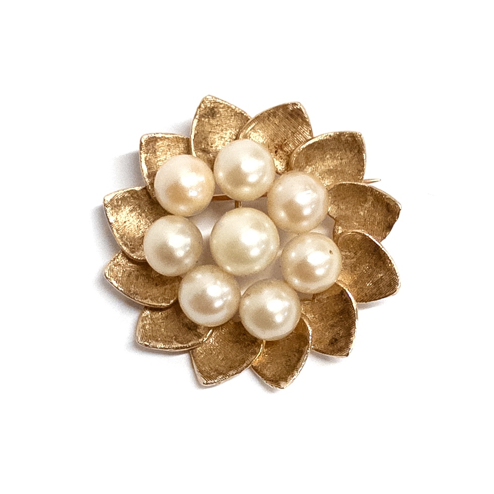 14K Gold and Pearl Brooch