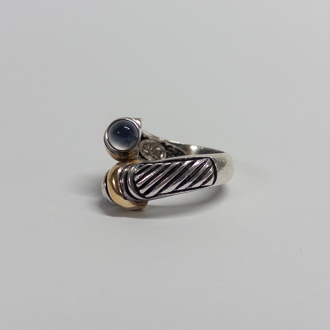 Marked 18K Gold and Sterling Silver Ring