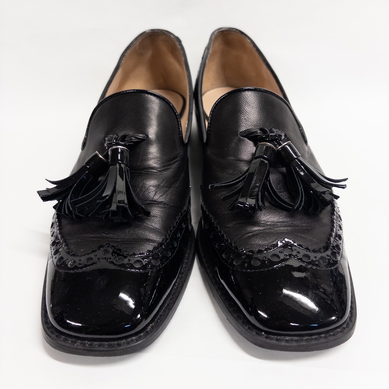 Stuart Weitzman Mixed Leather Tassel Loafers