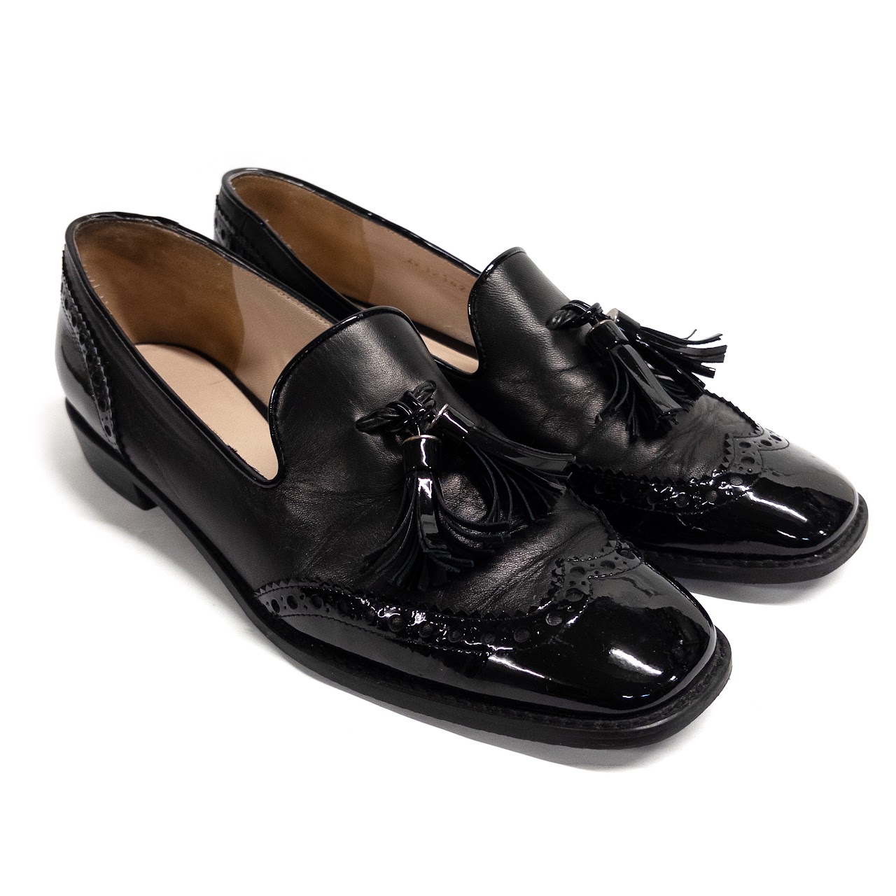 Stuart Weitzman Mixed Leather Tassel Loafers