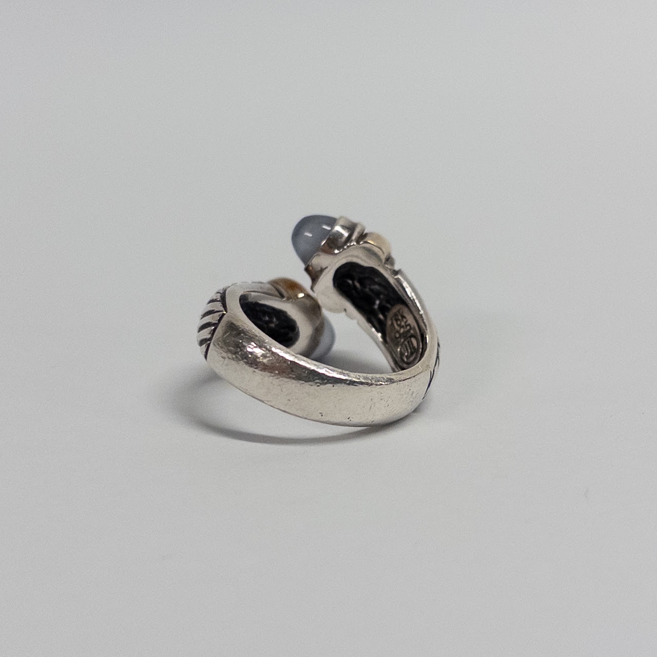 Marked 18K Gold and Sterling Silver Ring