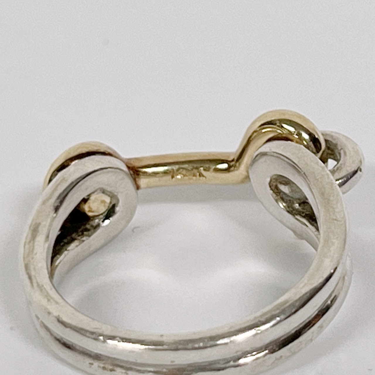 14K Gold and Silver Hook and Eye Latch Ring