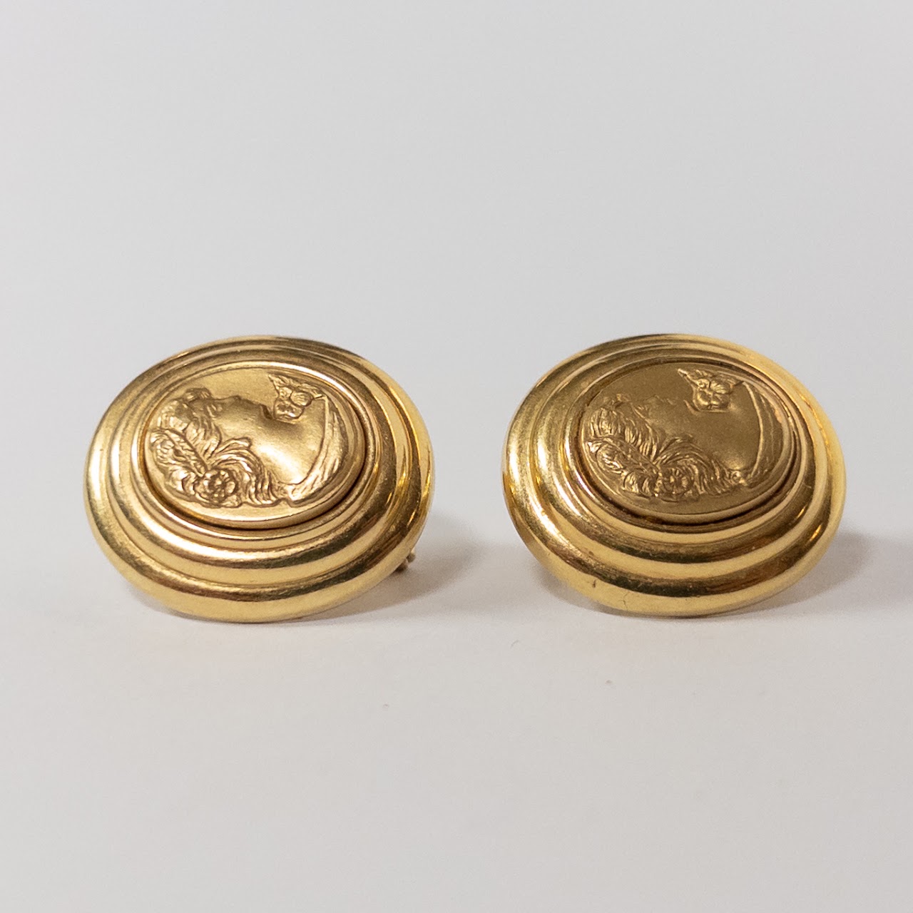 18K Gold Medallion Earring Pair