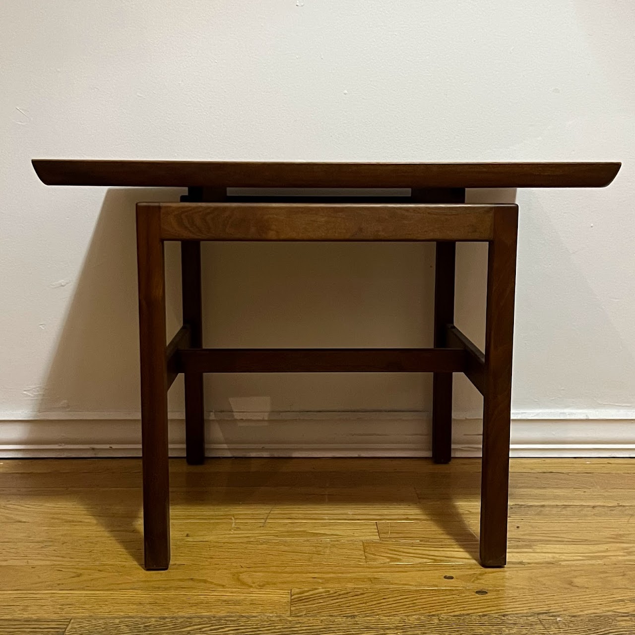 Jens Risom Design Inc. 1960s Walnut Floating Top Side Table Pair