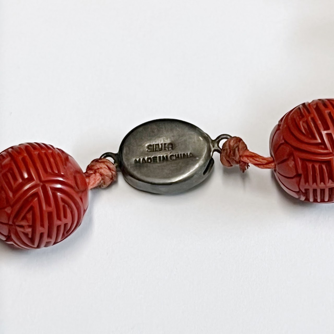 Chinese Antique Cinnabar Bead Necklace