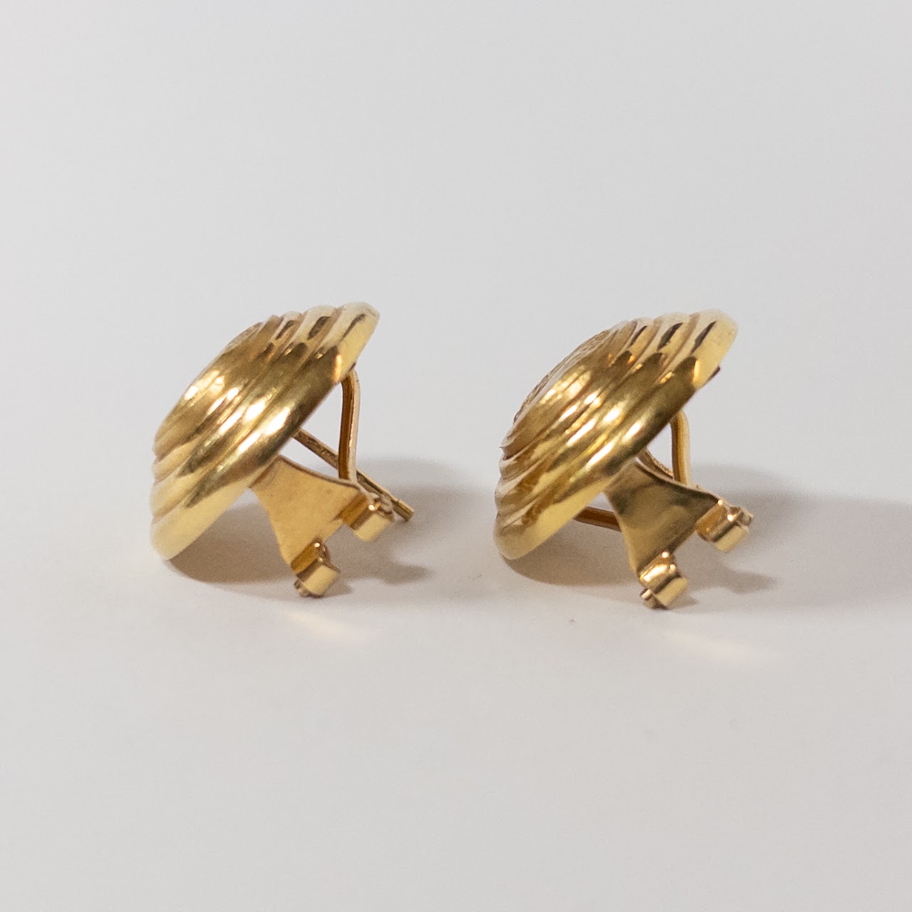 18K Gold Medallion Earring Pair