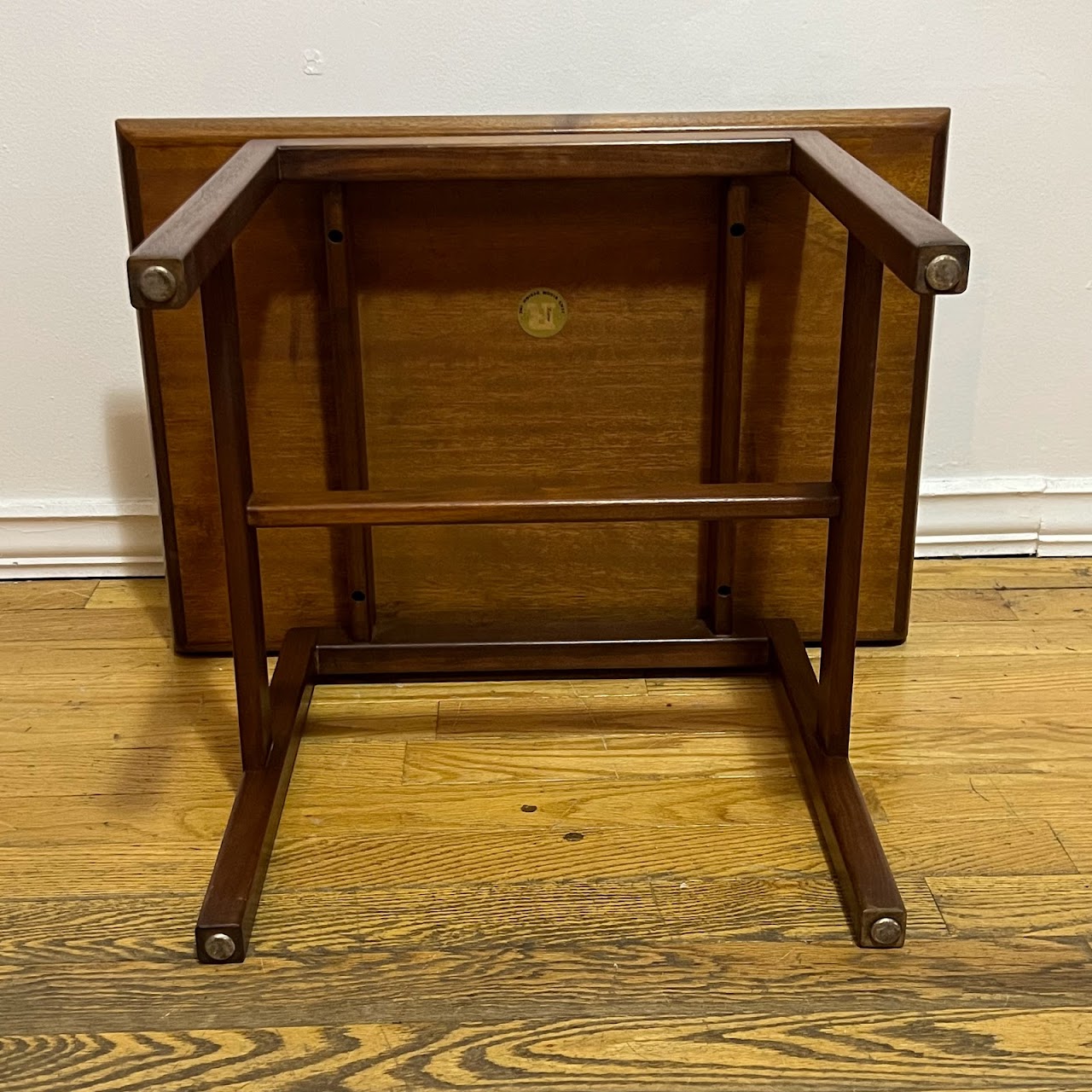 Jens Risom Design Inc. 1960s Walnut Floating Top Side Table Pair