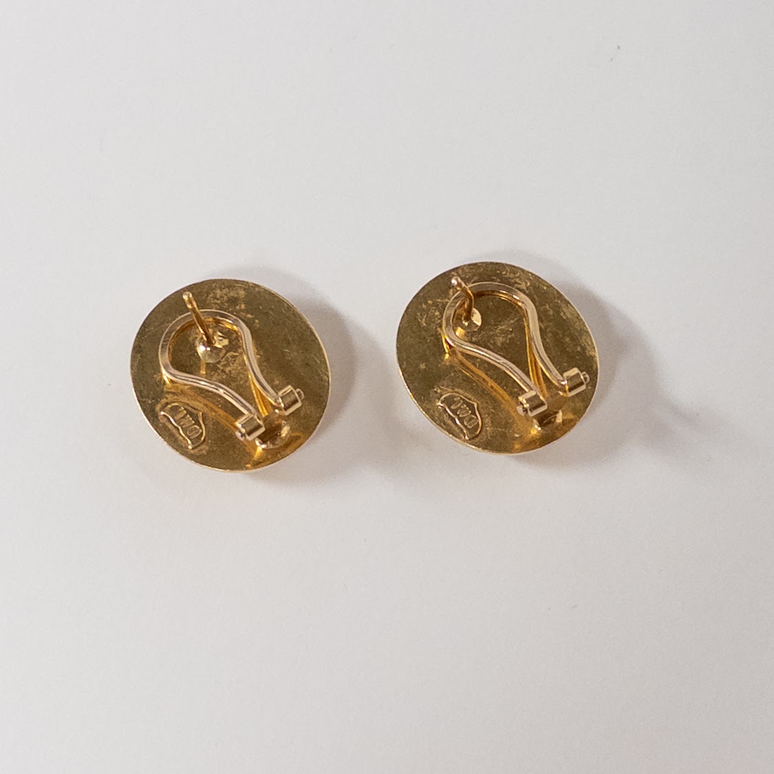 18K Gold Medallion Earring Pair