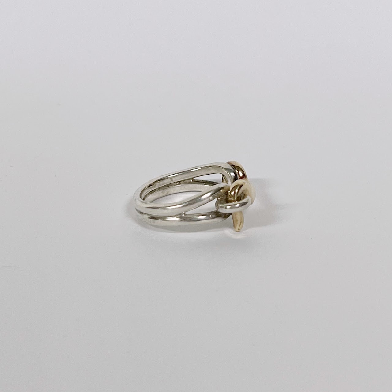 14K Gold and Silver Hook and Eye Latch Ring