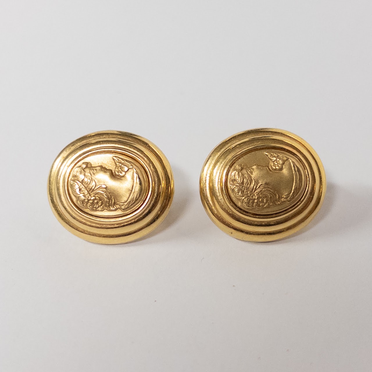 18K Gold Medallion Earring Pair