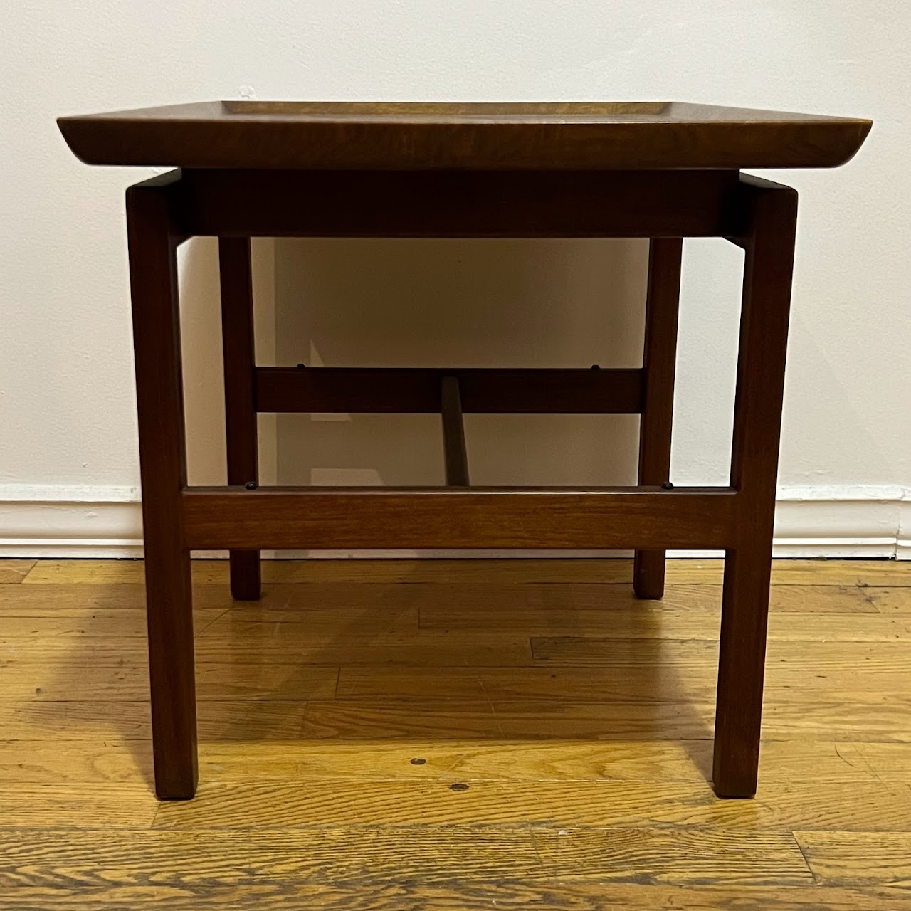 Jens Risom Design Inc. 1960s Walnut Floating Top Side Table Pair