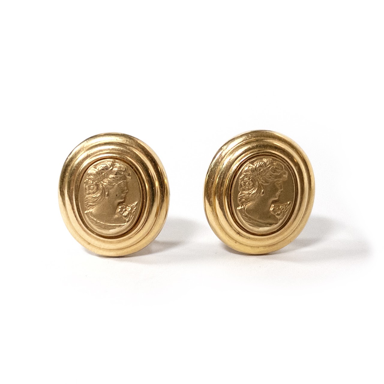 18K Gold Medallion Earring Pair