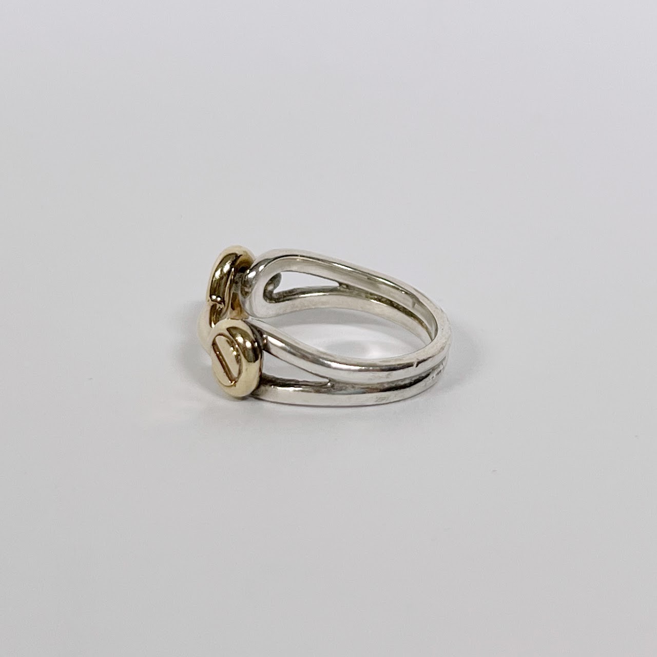 14K Gold and Silver Hook and Eye Latch Ring