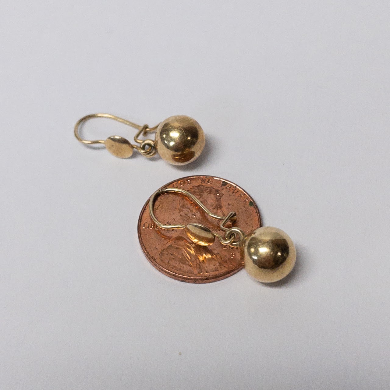 14K Gold Ball Drop Earrings