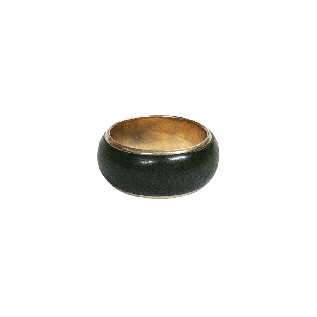 14K Gold and Green Stone Band Ring