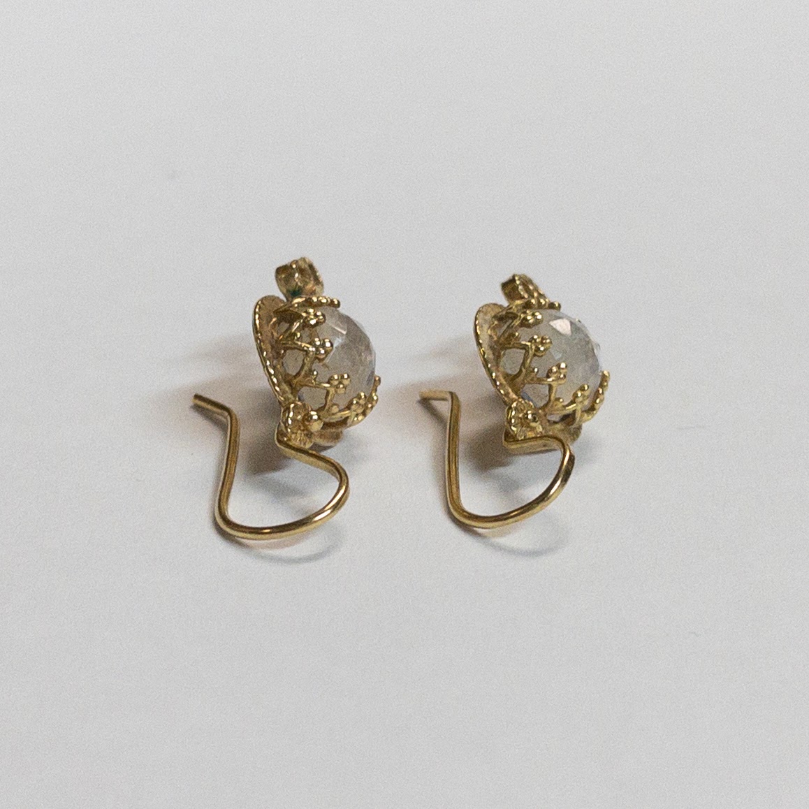 18K Gold and Moonstone Earrings