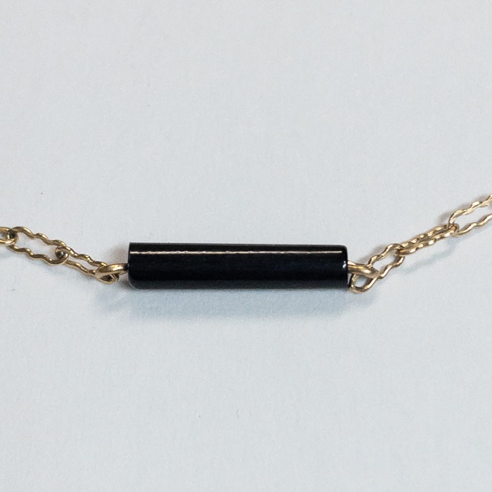 14K Gold & Black Resin Chain Necklace