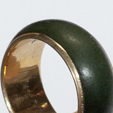 14K Gold and Green Stone Band Ring