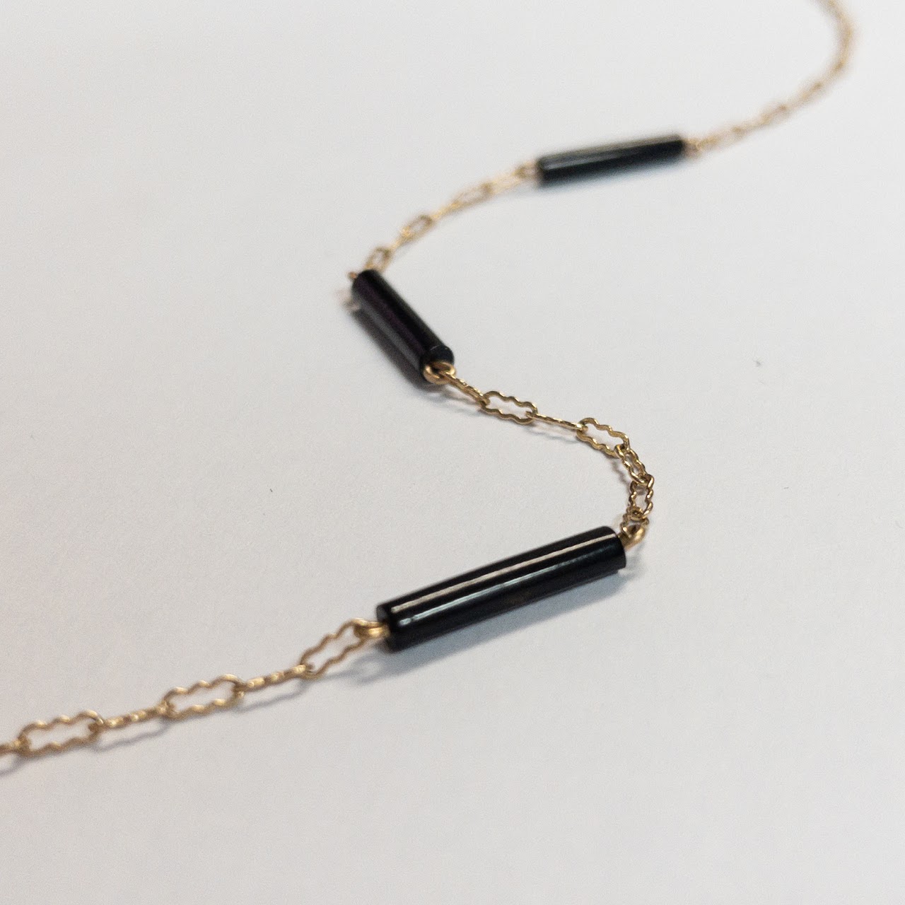 14K Gold & Black Resin Chain Necklace