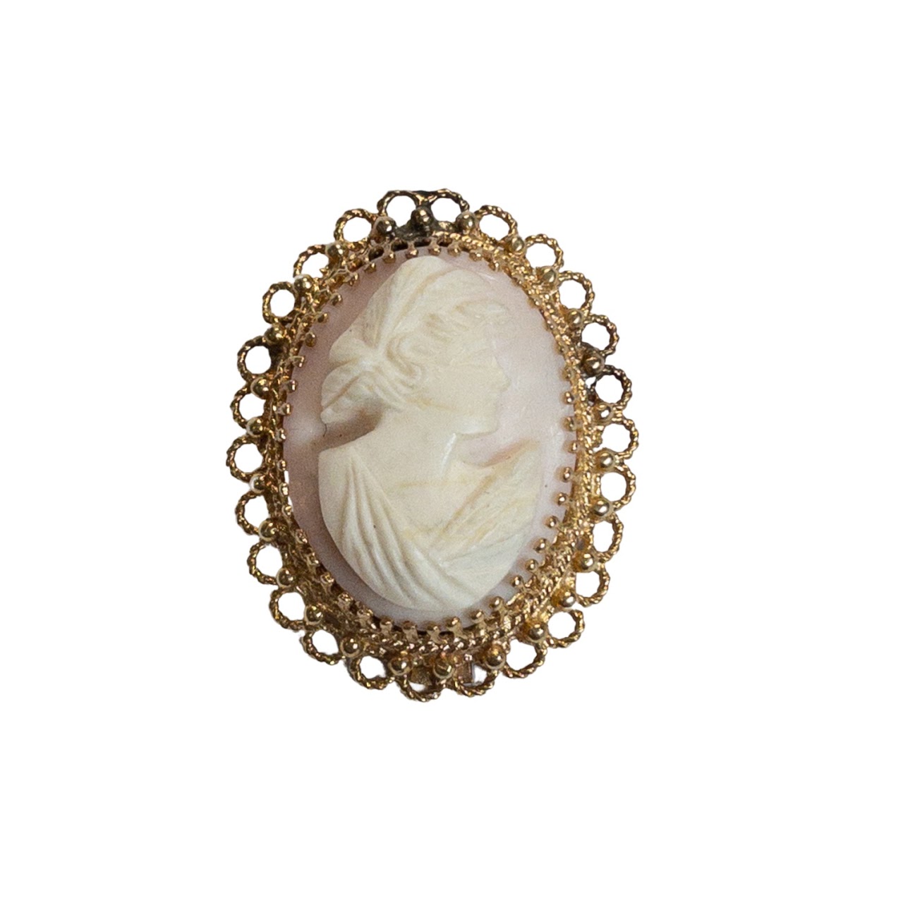 14K Gold Cameo Brooch