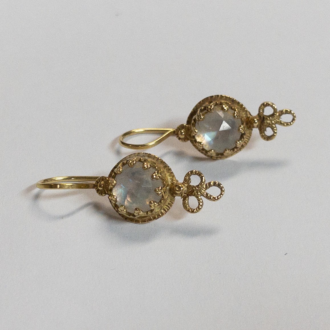 18K Gold and Moonstone Earrings