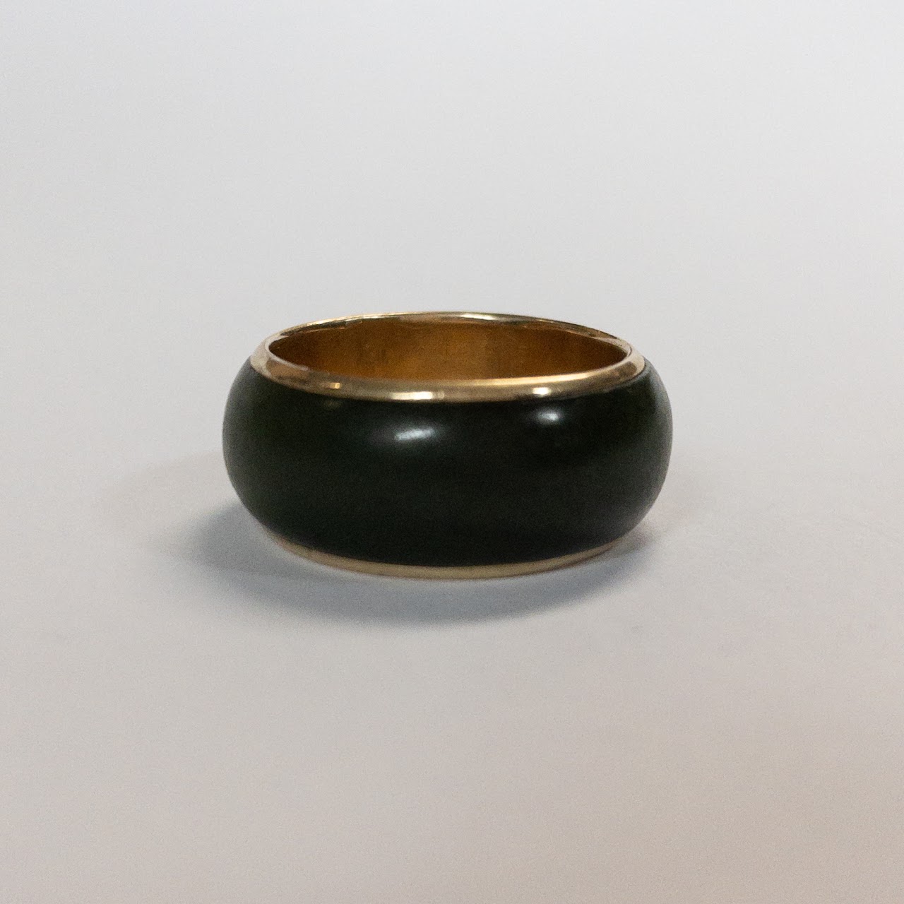 14K Gold and Green Stone Band Ring