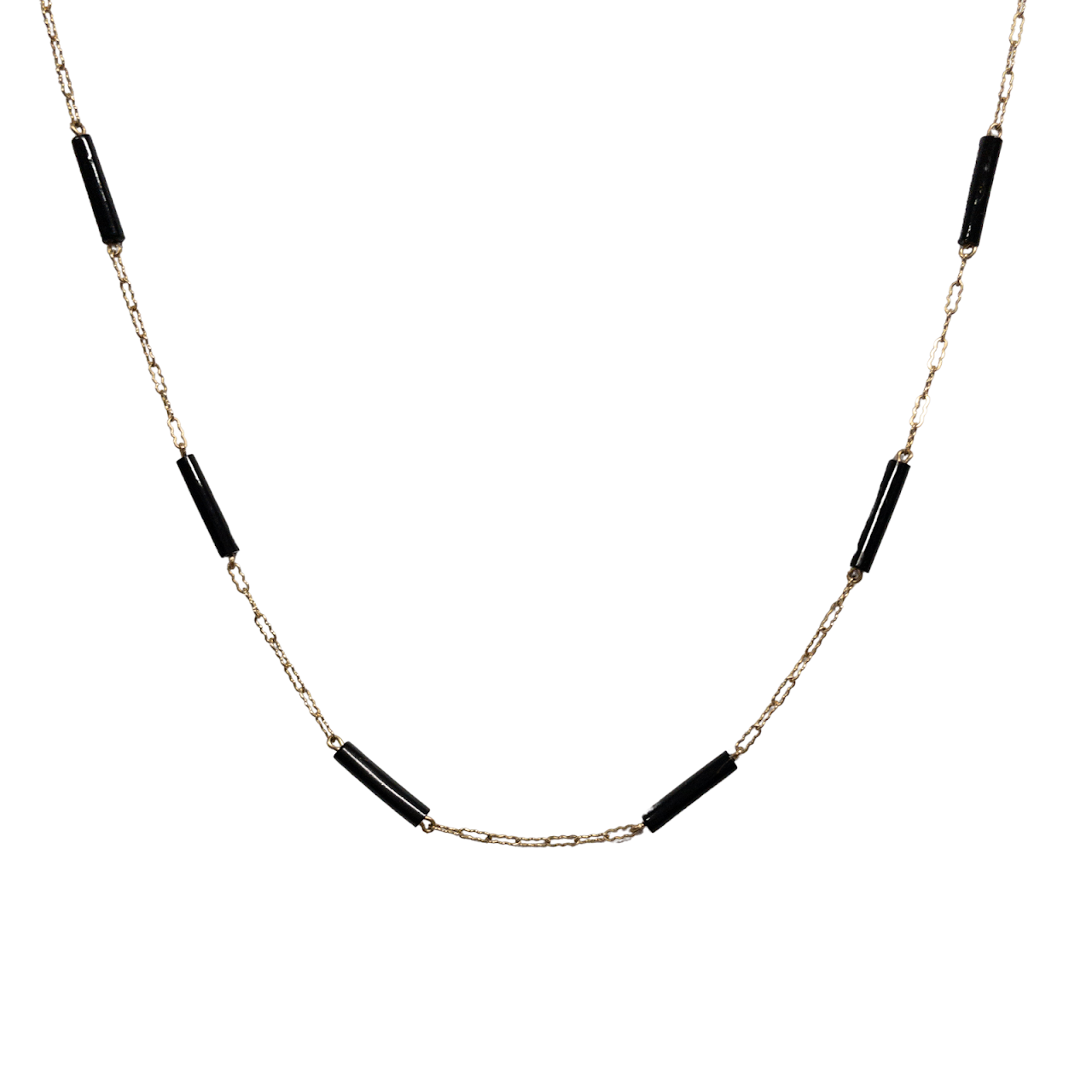 14K Gold & Black Resin Chain Necklace