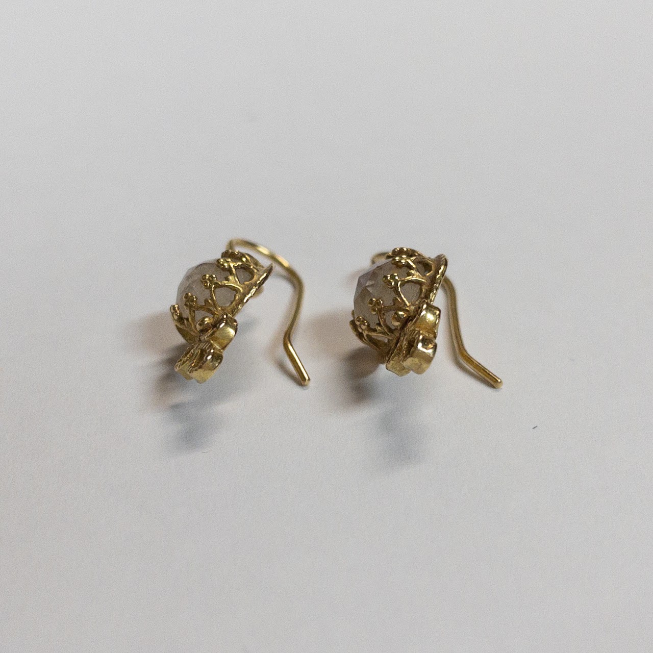 18K Gold and Moonstone Earrings