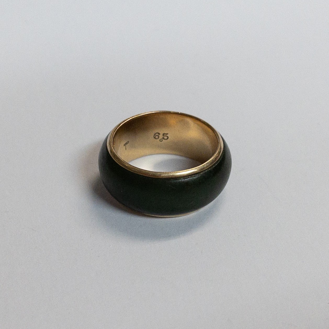 14K Gold and Green Stone Band Ring