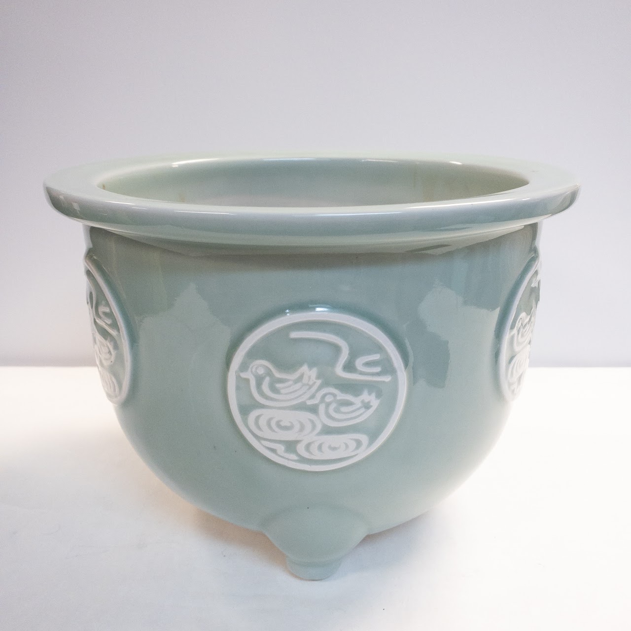 Gump's Footed Celadon Ceramic Planter