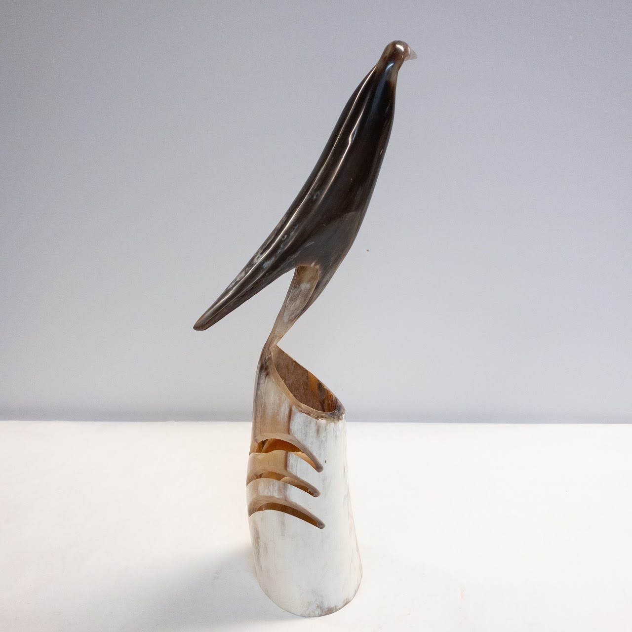 Steer Horn Carved Bird Figure