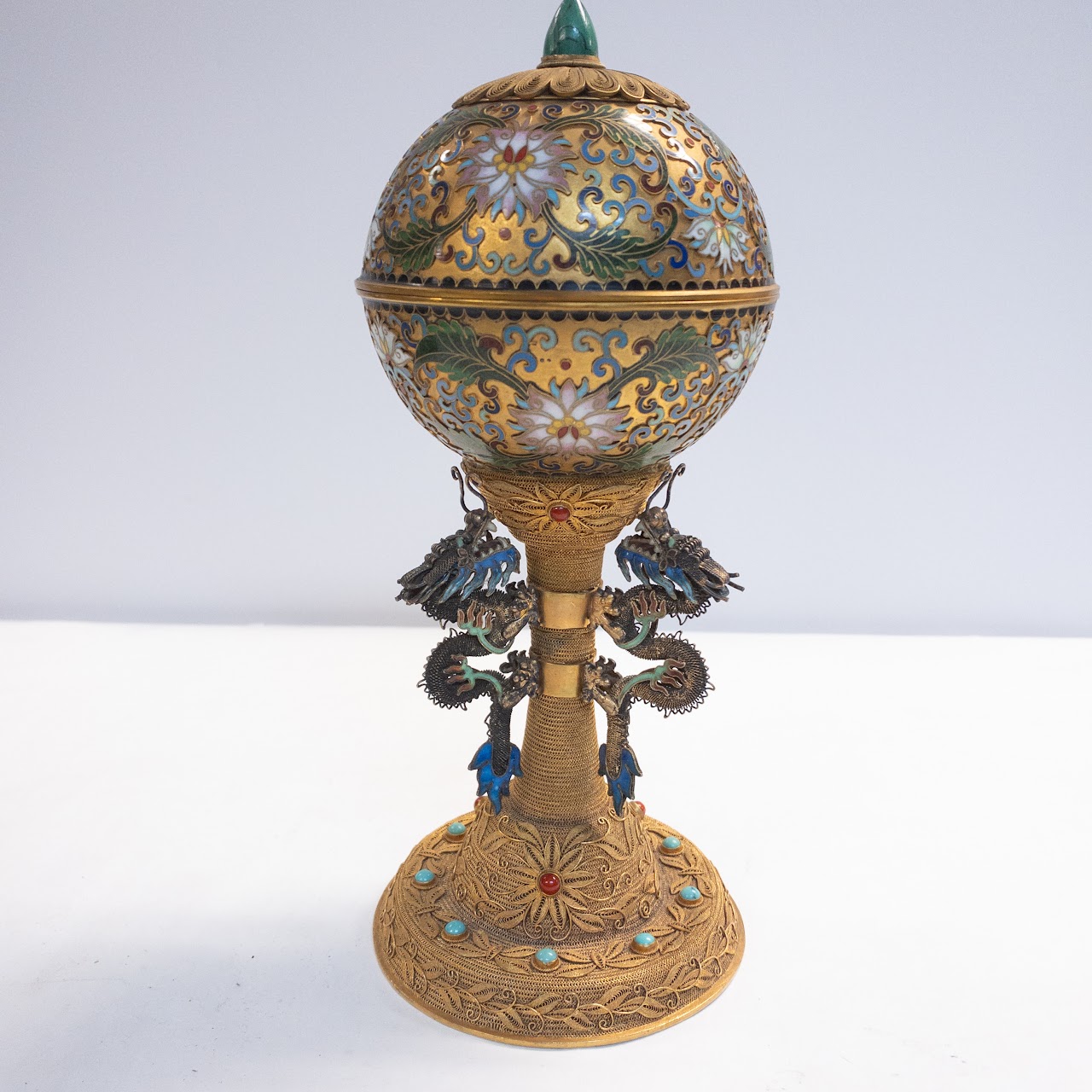 Chinese Export Footed Cloisonné Trinket Box