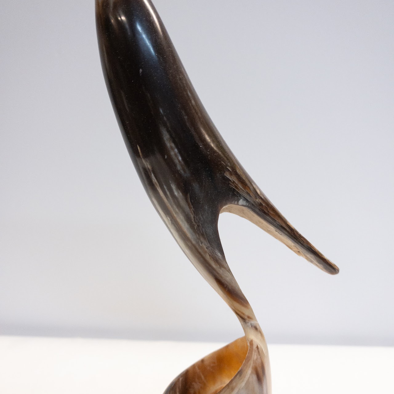 Steer Horn Carved Bird Figure