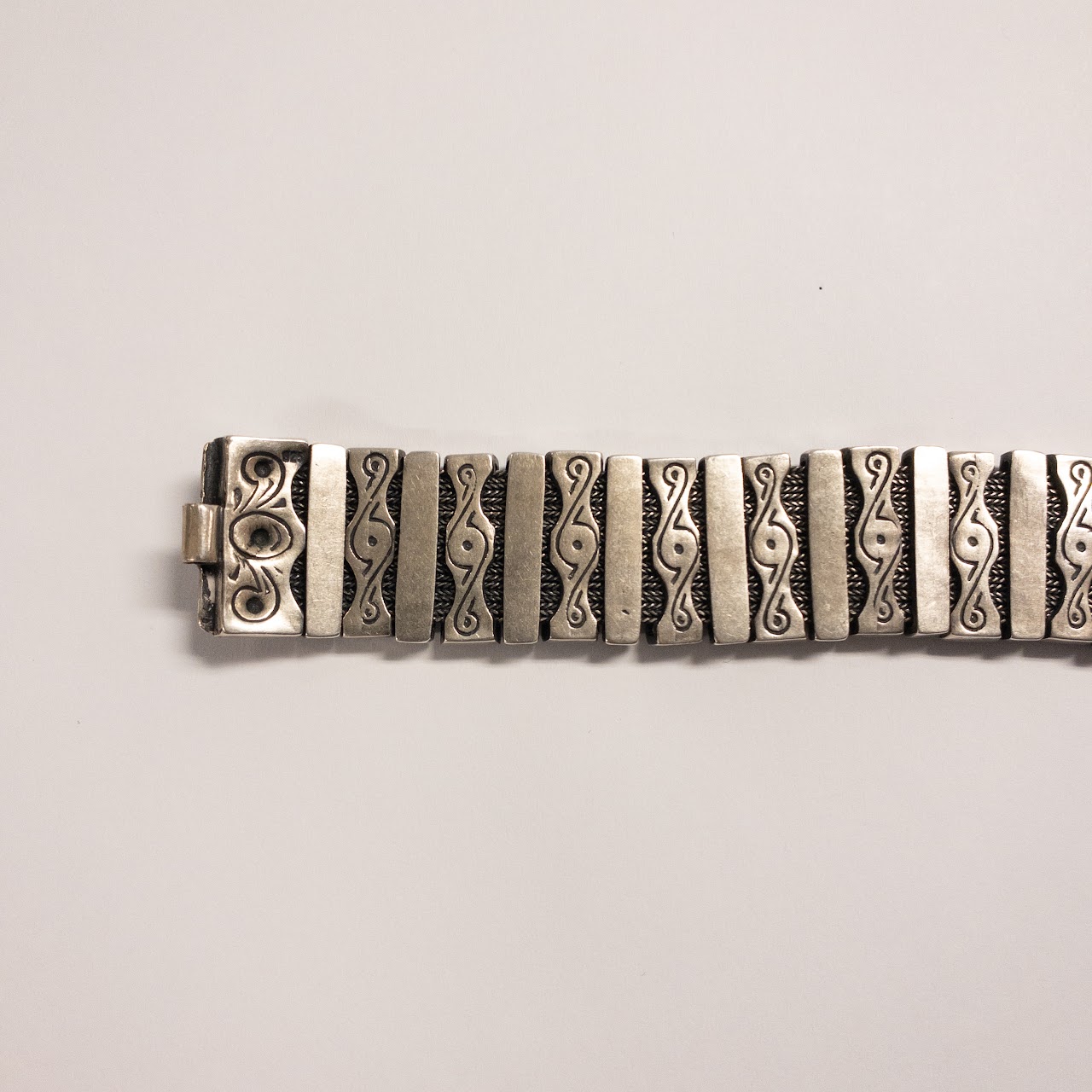 Sterling Silver Heavy Etched Link Bracelet