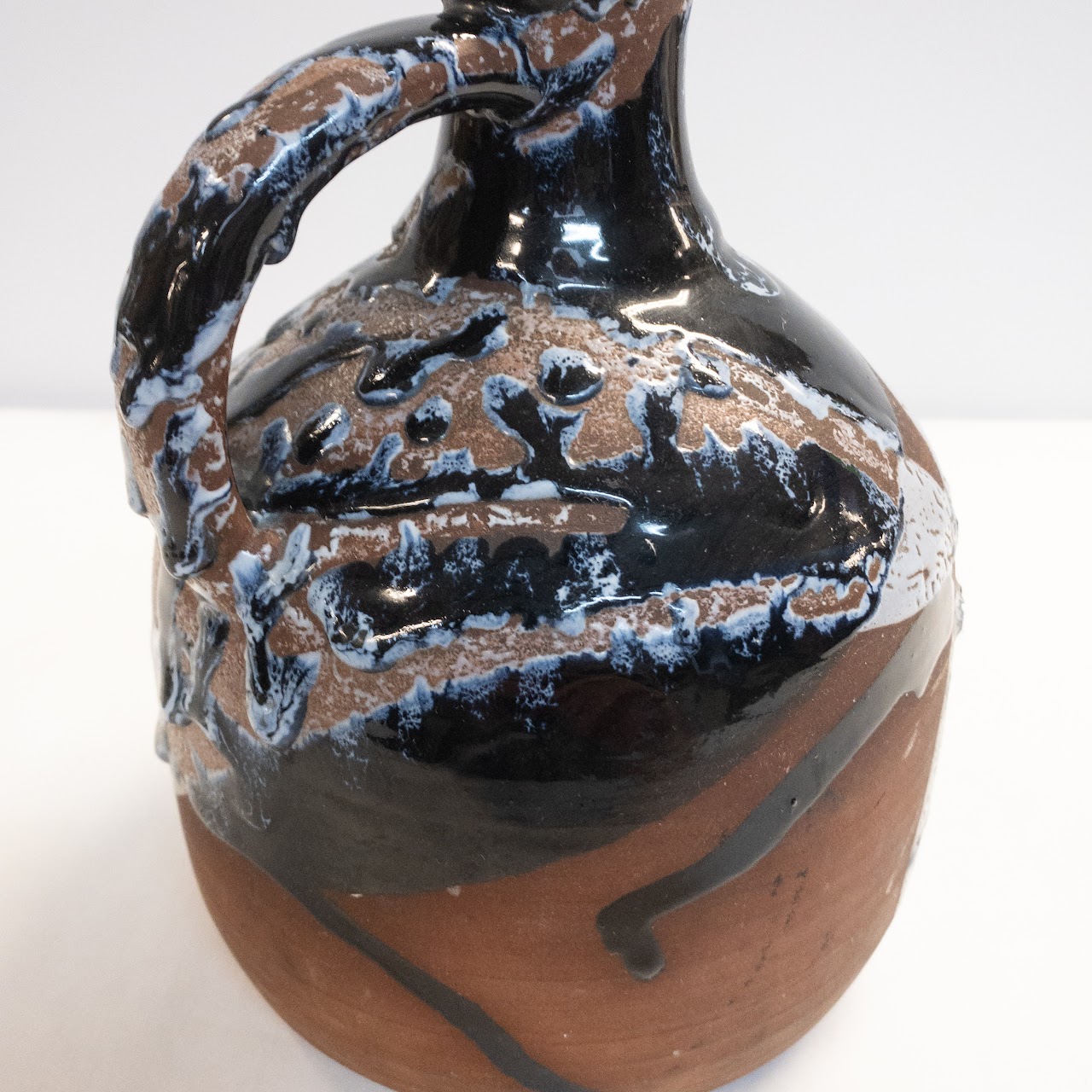 Cobalt Drip-Glazed Handled Jug