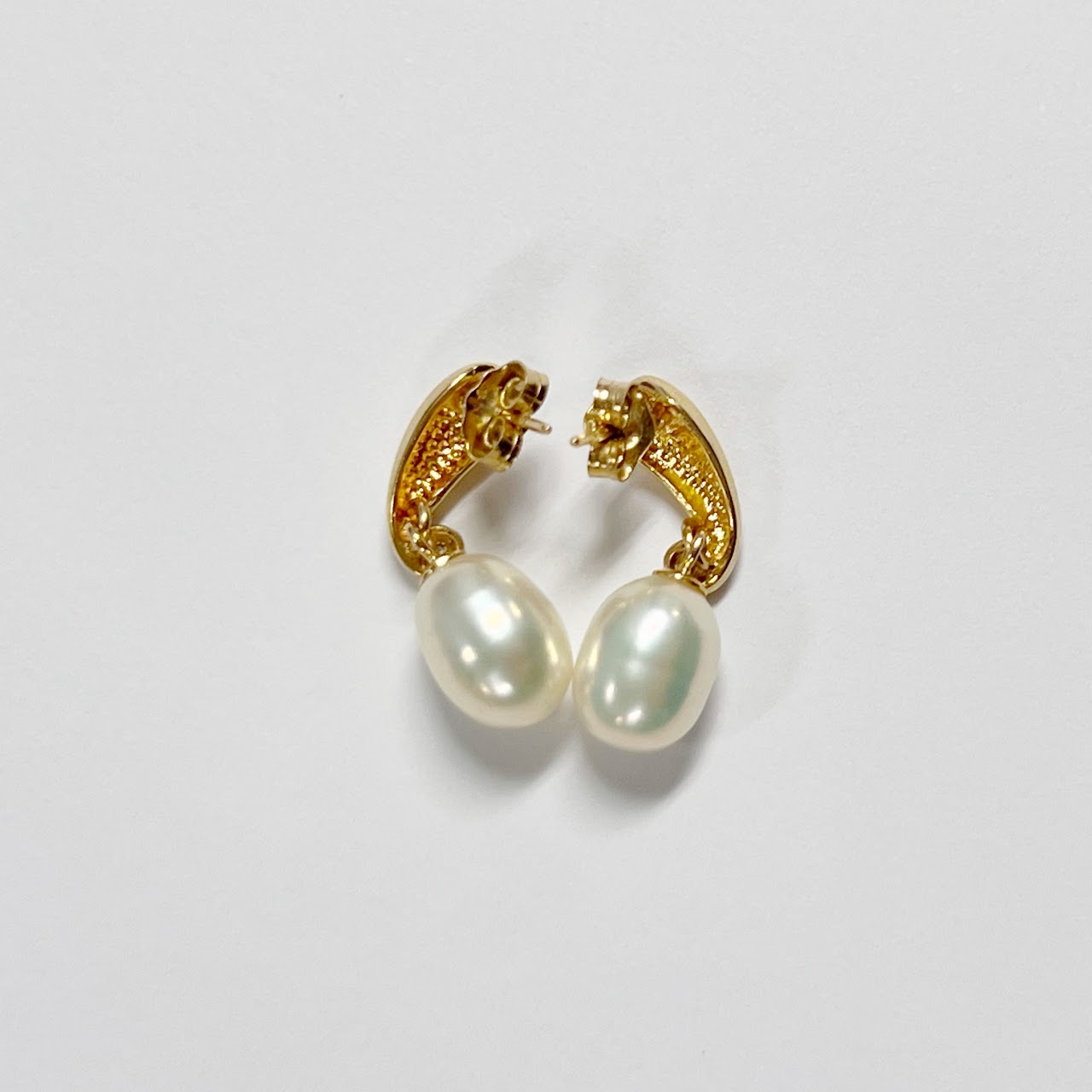 14K Pearl and Diamond Earrings