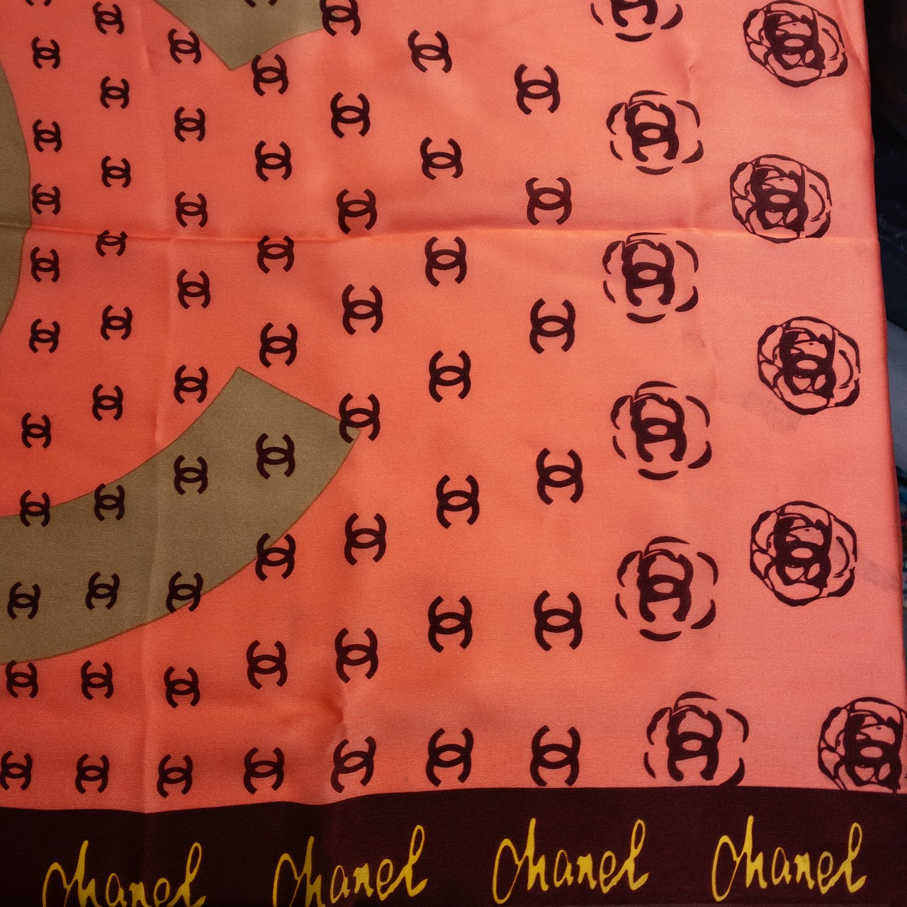 Chanel NEW Silk Rose Monogram Scarf